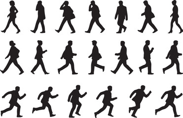 Silhouettes of Walking and Running People