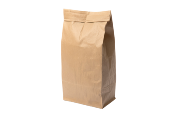 Plain brown paper bag on white background