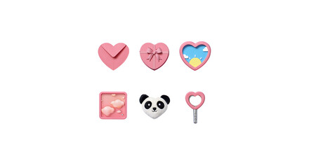 Cute Pink Decorative Icons Collection for Valentine Day celebration design