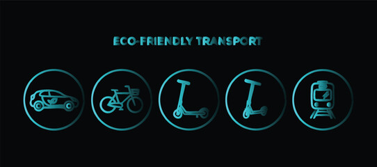 Eco friendly transportation icons scooter bicycle electric car scooter scooter vector