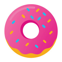 Donut with Sprinkles Vector Illustration on White Background