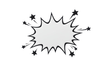 Comic explosion PNG isolated on transparent background, burst with stars and jagged edges for graphic design and cartoon effects