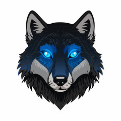 Obraz premium Blue wolf head portrait with transparent background