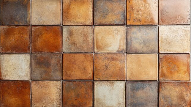 Glazed terracotta surface ceramic tiles background texture natural material seamless pattern contemporary design eco-friendly web backdrop architectural finish