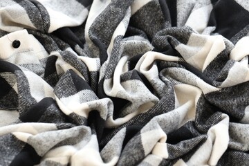 Black checkered napkin towel isolated, kitchen napkin cloth in black