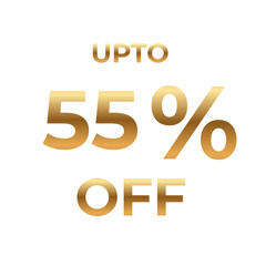 Golden 55 Off Discount Promotion on White Background.