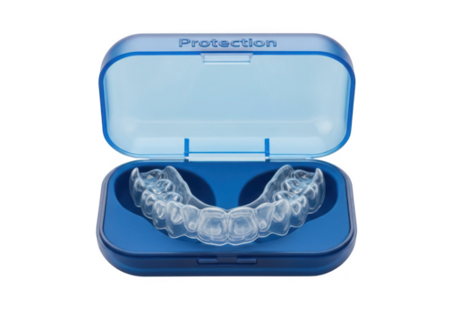 Futuristic dental mouthguard and charging case for advanced oral health technology