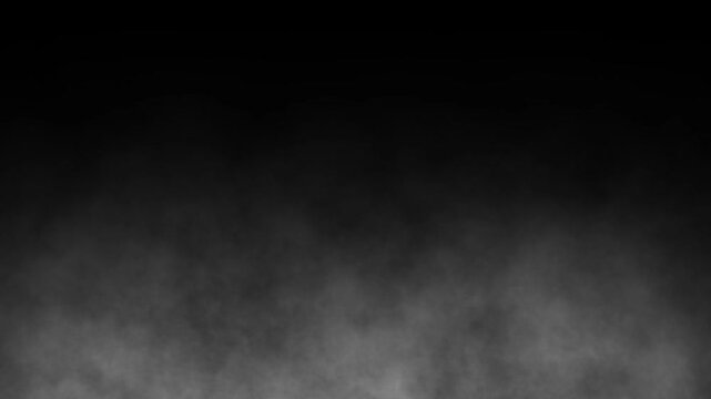 3D seamless animation Dark atmospheric fog rolling over a black background. Perfect for horror intros, suspense scenes, or dramatic visual effects in films and motion design