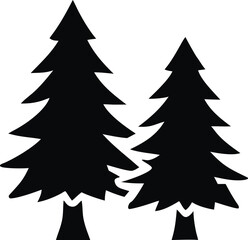 A pair of snow covered evergreen trees with a festive holiday feel isolated on white background isolated on transparent background