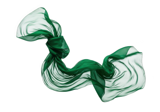 Elegant emerald green fabric swirling gracefully representing future technology innovations