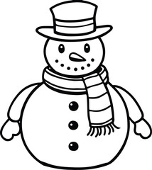 Charming cartoon snowman with a hat and scarf isolated on transparent background for festive designs isolated on white background