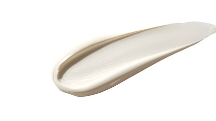 Luxurious creamy white moisturizer smear with smooth glossy texture on transparent background – elegant skincare product texture close-up