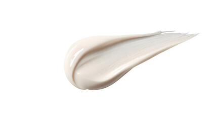 Luxurious creamy white moisturizer smear with smooth glossy texture on transparent background – elegant skincare product texture close-up