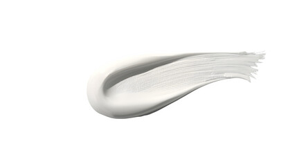 Luxurious creamy white moisturizer smear with smooth glossy texture on transparent background – elegant skincare product texture close-up