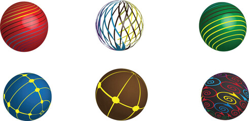 Six colorful soccer balls, each with vibrant, abstract patterns