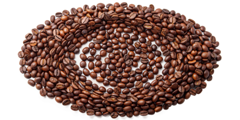 Coffee bean eye isolated on transparent background, a symbol of alertness and caffeine addiction