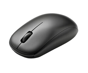 A dark gray computer mouse