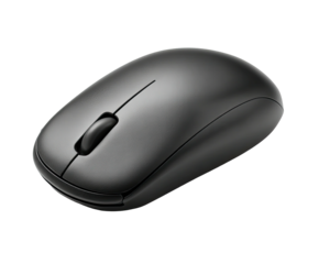 A dark gray computer mouse