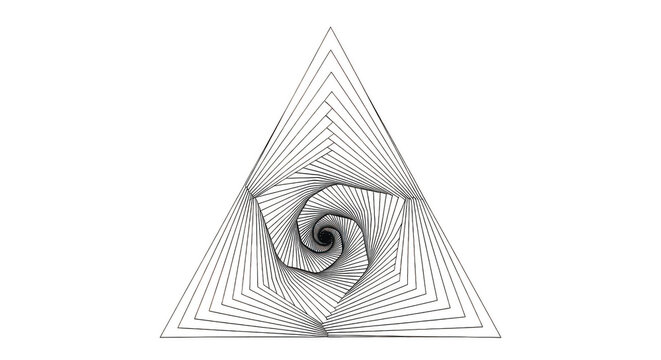 Abstract geometric spiral triangle pattern isolated on transparent background
