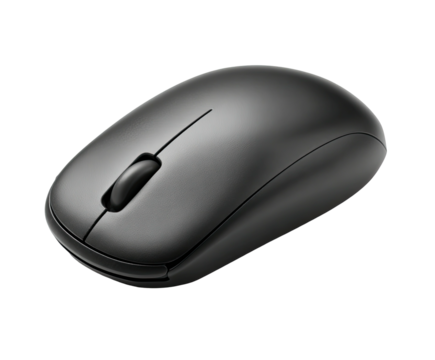 A dark gray computer mouse
