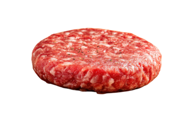 Raw beef patty, seasoned