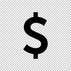 Modern USA dollar sign vector – financial money symbol illustration isolated on transparent background