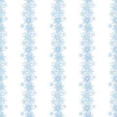 Watercolor painted snowflakes. Texture, frost. Set of watercolor snowflakes. Patterns. Print for fabric. Set of frames, border. Blue snow compositions. Winter, holidays. Christmas.
