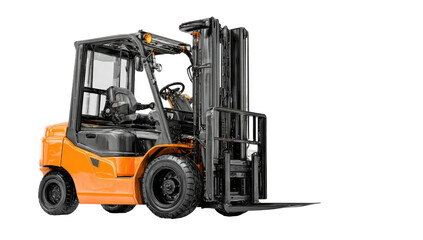 Fototapeta premium Orange forklift, side view