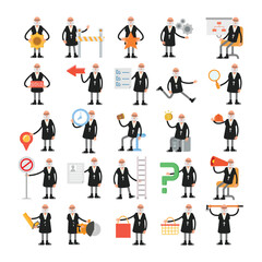 old priest characters in different poses vector set