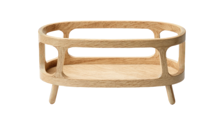 Light-colored wooden oval cradle