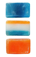 Three rectangular bars of layered soap