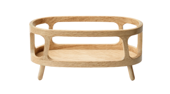 Light-colored wooden oval cradle