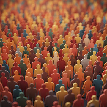 Diverse Crowd of People Paper Cutout Layered Texture Background