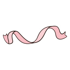 Festive satin ribbon in soft blush pink — elegant hand-drawn doodle element. Perfect for Christmas and holiday designs, gift wrapping, and decorative compositions.
