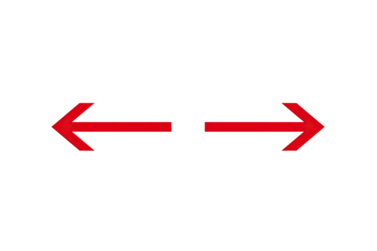 Two red arrows pointing opposite directions