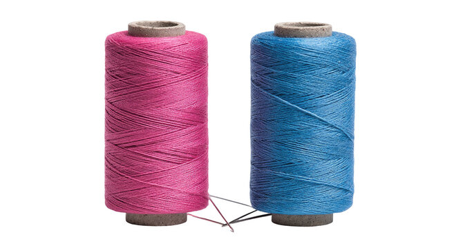 Two spools of vibrant thread