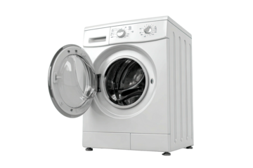 White washing machine, open door