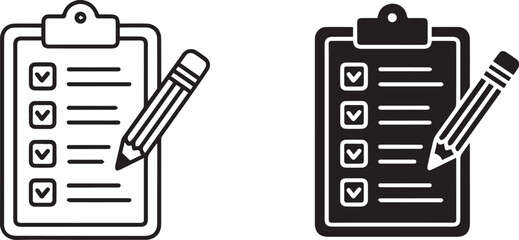 minimal checklist clipboard icon with pencil for productivity task management and planning template