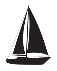 minimal sailboat silhouette vector with tall mast and streamlined hull ideal for sailing, marine, ocean and nautical graphics ai eps png