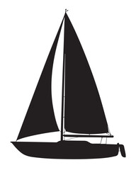 high contrast sailboat silhouette vector showing mast rigging and elongated hull perfect for nautical logos and editorial art ai eps png