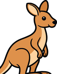 cute standing kangaroo vector illustration with pouch simple flat style mascot for kids educational use