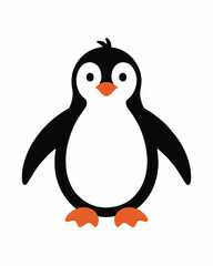 flat cartoon penguin vector with orange beak and feet friendly animal character for nursery designs