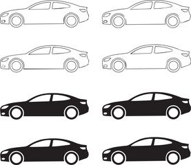 automotive silhouette collection side profile sedan hatchback vector set ai eps jpeg png for designers