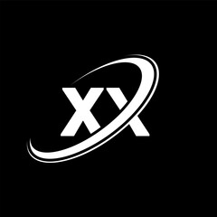 XX X X letter logo design. Initial letter XX linked circle uppercase monogram logo red and blue. XX logo, X X design. xx