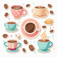 Obraz premium Retro Kaffeethemen Stickerbogen ohne Schrift