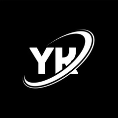 YK Y K letter logo design. Initial letter YK linked circle uppercase monogram logo red and blue. YK logo, Y K design. yk, y k