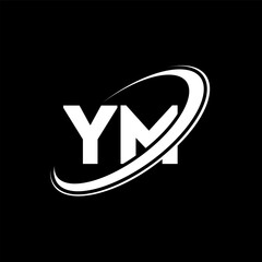 YM Y M letter logo design. Initial letter YM linked circle uppercase monogram logo red and blue. YM logo, Y M design. ym, y m