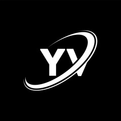 YV Y V letter logo design. Initial letter YV linked circle uppercase monogram logo red and blue. YV logo, Y V design. yv, y v