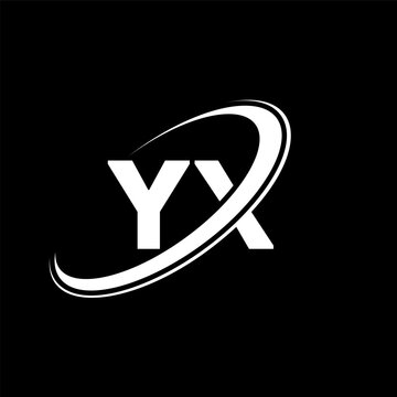 YX Y X letter logo design. Initial letter YX linked circle uppercase monogram logo red and blue. YX logo, Y X design. yx, y x