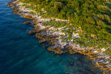 Aerial view of the costral of Istria, Croatia. 